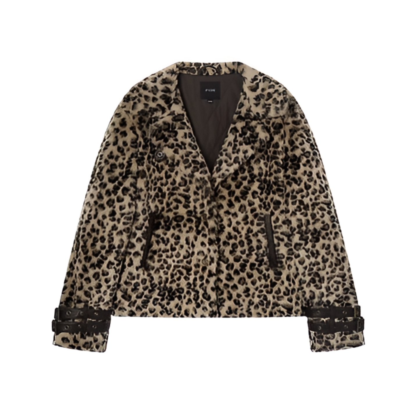 Leopard Print Faux Fur Buckle Jacket