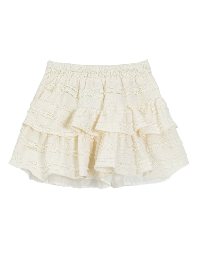 High Waist Ruffle Mini Sweater Skirt