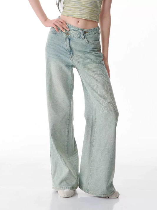 Slant Flared Straight Leg Jeans