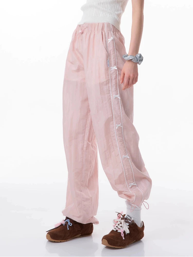 Side Bow Tie Quick Dry Wide Leg Pants