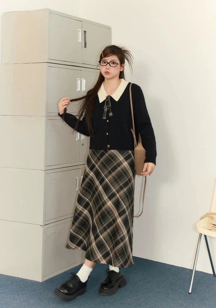 Plaid A-Line Maxi Skirt