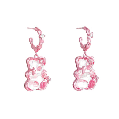 Gummy Bear Hoop Earrings with Star Cubic Charm