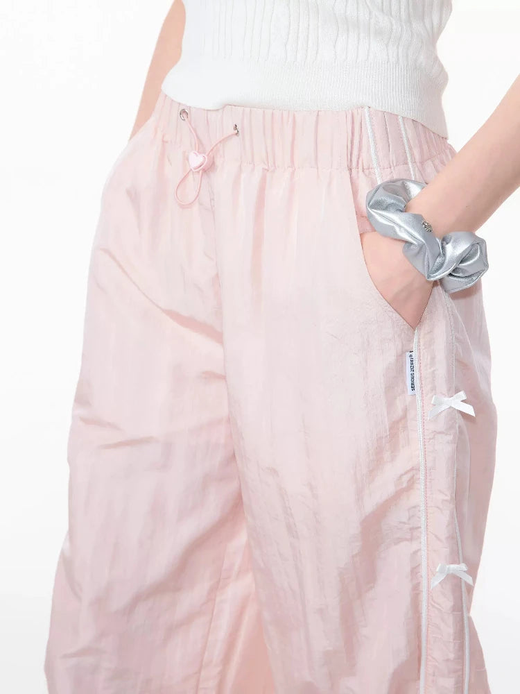 Side Bow Tie Quick Dry Wide Leg Pants