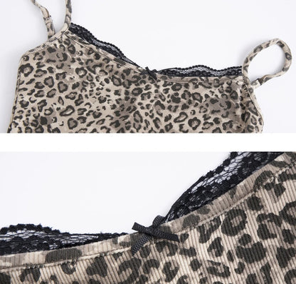 Retro Leopard Lace Cami Top