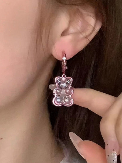 Gummy Bear Hoop Earrings with Star Cubic Charm