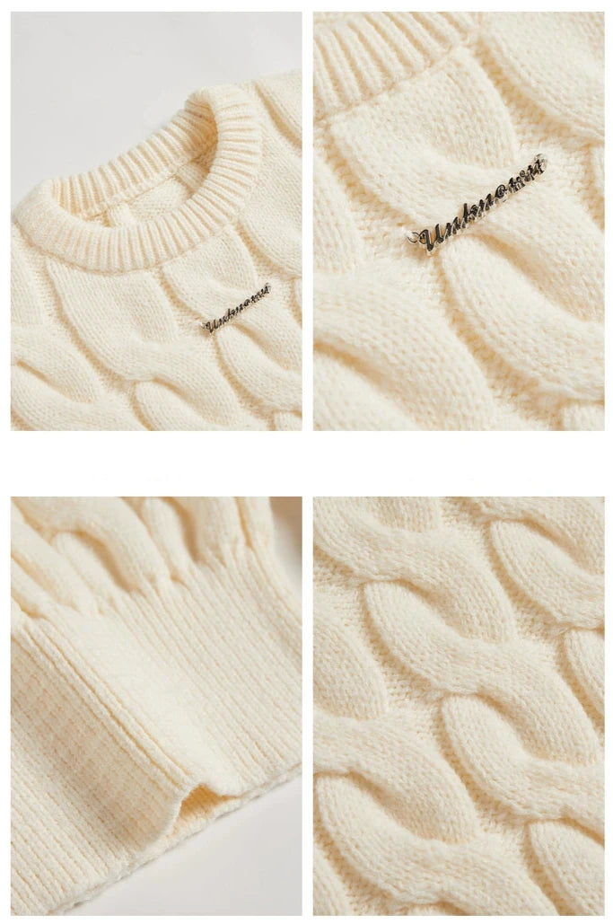 Soft Cropped Round-Neck Knit Sweater