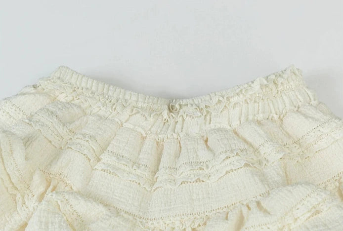 High Waist Ruffle Mini Sweater Skirt