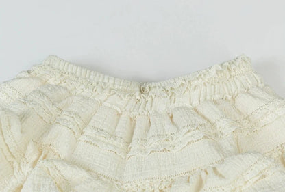 High Waist Ruffle Mini Sweater Skirt